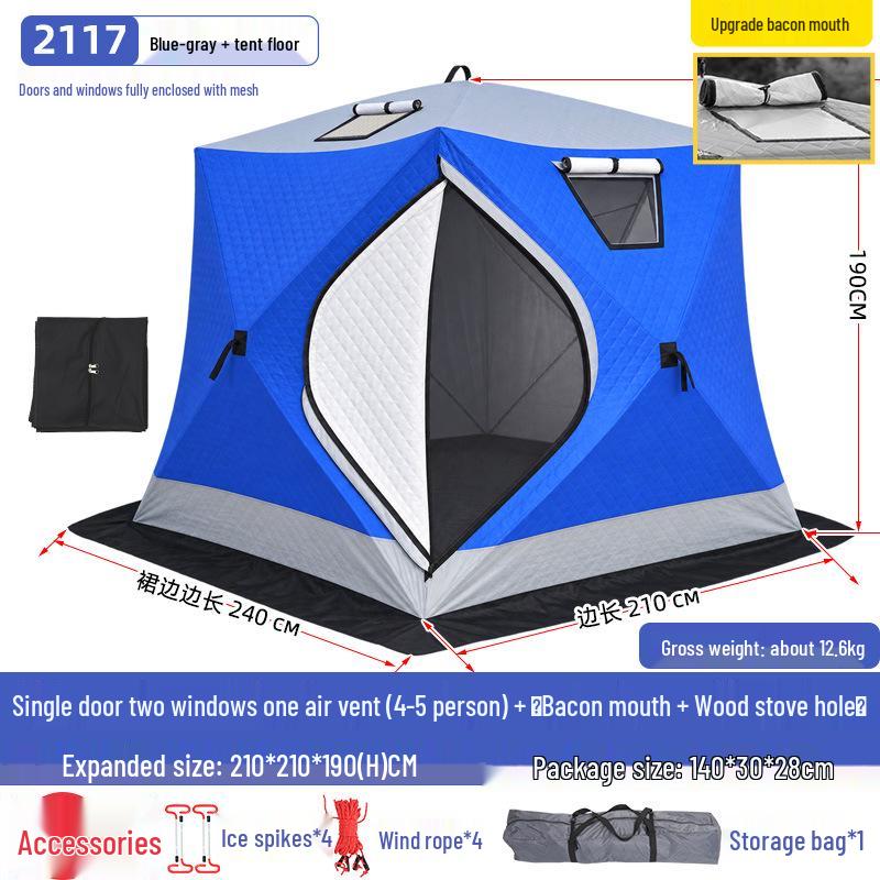 Hexagonal Cotton Ice Fishing Tent - Thickened, No Assembly Needed