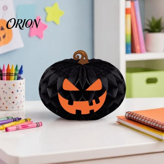 Halloween Indoor Supplies Honeycomb Ornament, Pumpkin Spider Hanging Paper Creative Accents Decoration for Home Office Classroom Holiday Party Festive