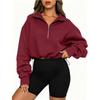 Women S Half Zip Long Sleeve Cropped Sweatshirt With Drawstring Y2k Style