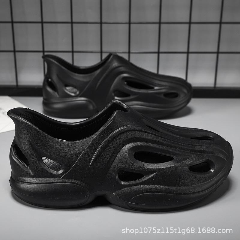 

Summer new hole shoes men s outdoor sports casual solid color sandals non-slip beach shoes 38-39 чорний