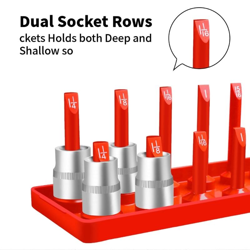 3 st Hylsbrickor för 1/2" 3/8" 1/4" Fäste Hylshållare Hem Ärm Förvaringsställ Verktygslåda Garagshylla Verktyg