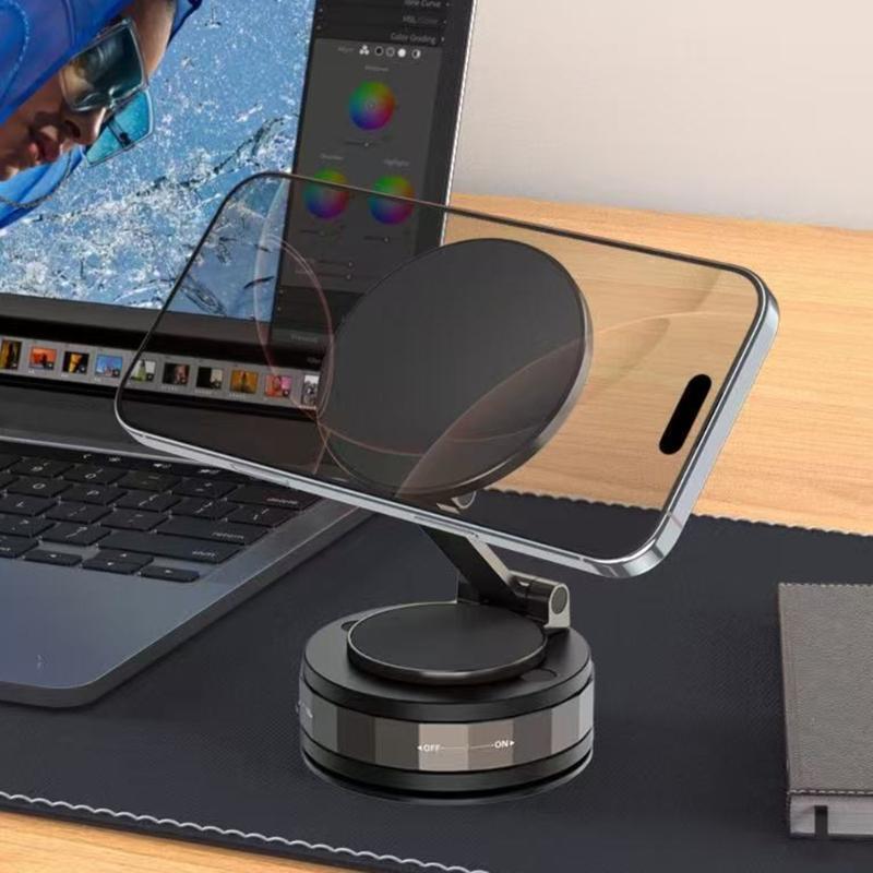 Strong Magnetic Car Phone Holder Adjustable Stand with Vacuum Suction Base for Multiple Surfaces Dashboard Installation