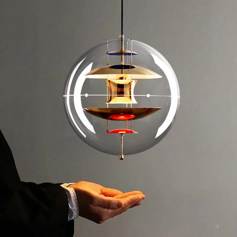 Modern Nordic Globe Ball LED Planet Pendant Light Danish Acrylic Hanging Lamp Living Room Dining Home Decor Suspension Lustre