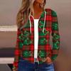 Women's Fashion Christmas Print Casual Zip-Up Long-Sleeved Hooded Jacket