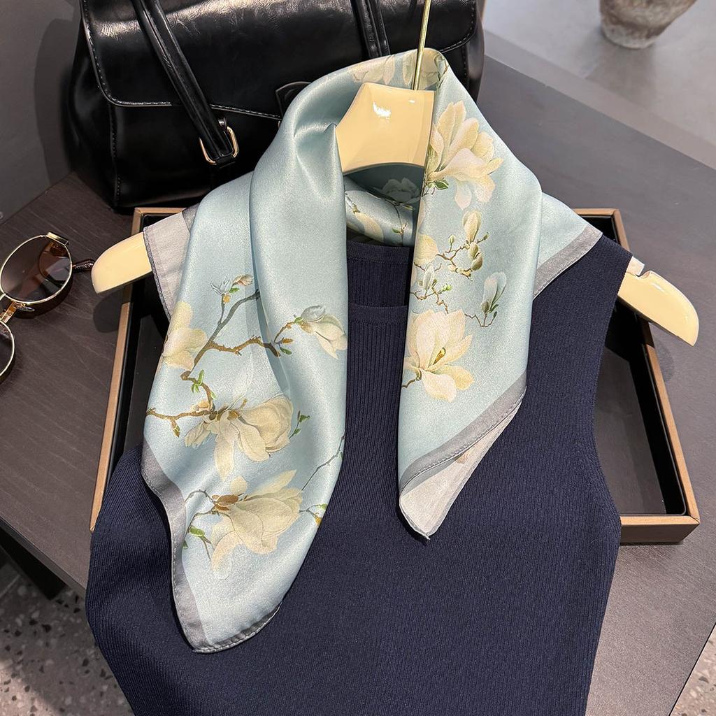Fashion 100% Real Silk Scarf 53cm Square Bandelet Women's Silk Temperament Small Scarf Neck Decorative Wrap Printed Scarves