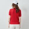 Women's Retro Cable Knit Linen Blend Polo Top