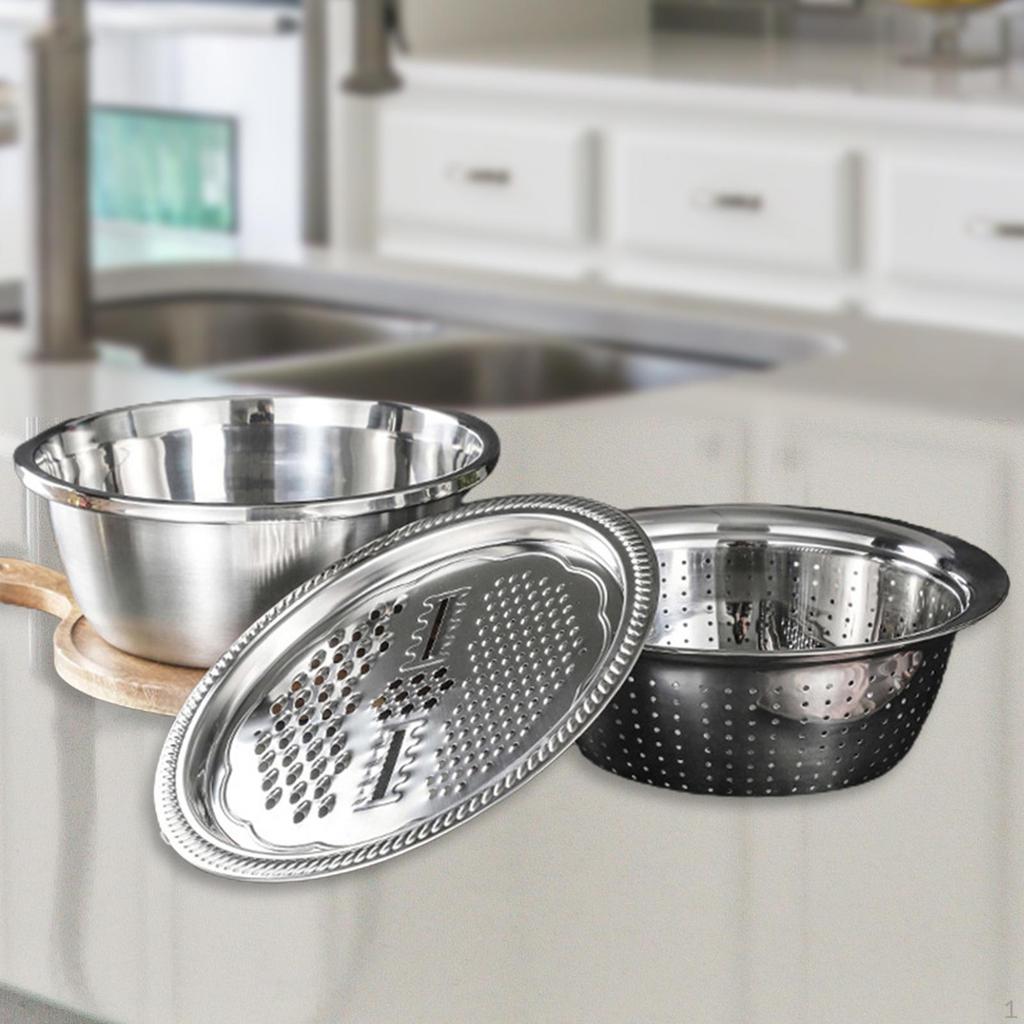 Stainless Steel Basin Kit Ginger Grater Basket Fine Mesh Portable Salad Bowl Strainer