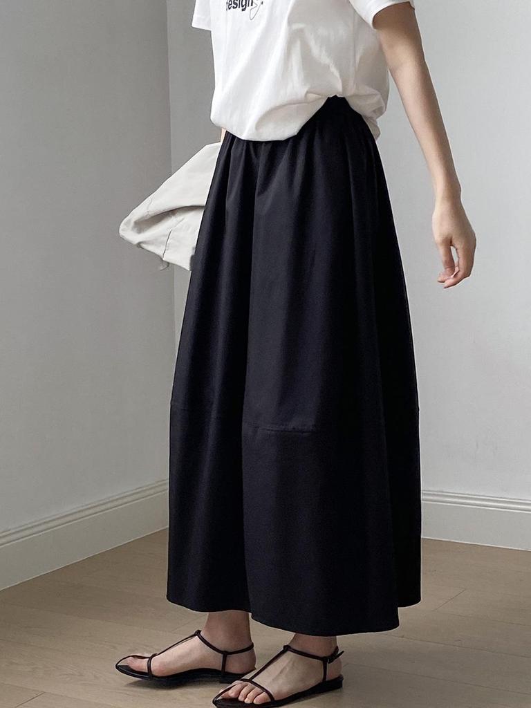 Women's French Style White Midi Skirt, High Waist, Petite A-Line Umbrella Design, Summer 2025 Collection.