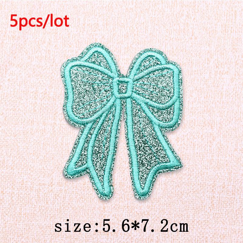 5Pcs/Lot Glitter Butterfly Bow Iron on Patches - Embroidered Patches on Clothes Bags Hats Jackets Decor
