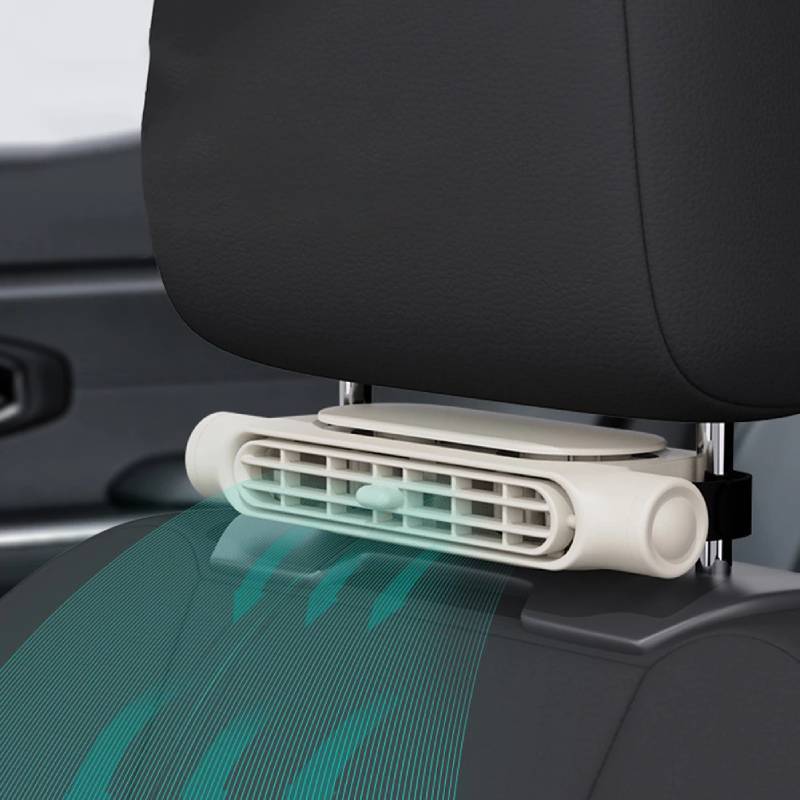 Usb Car Seat Fan With Double Turbine Quiet Noleaf Ventilation For Travel Comfort