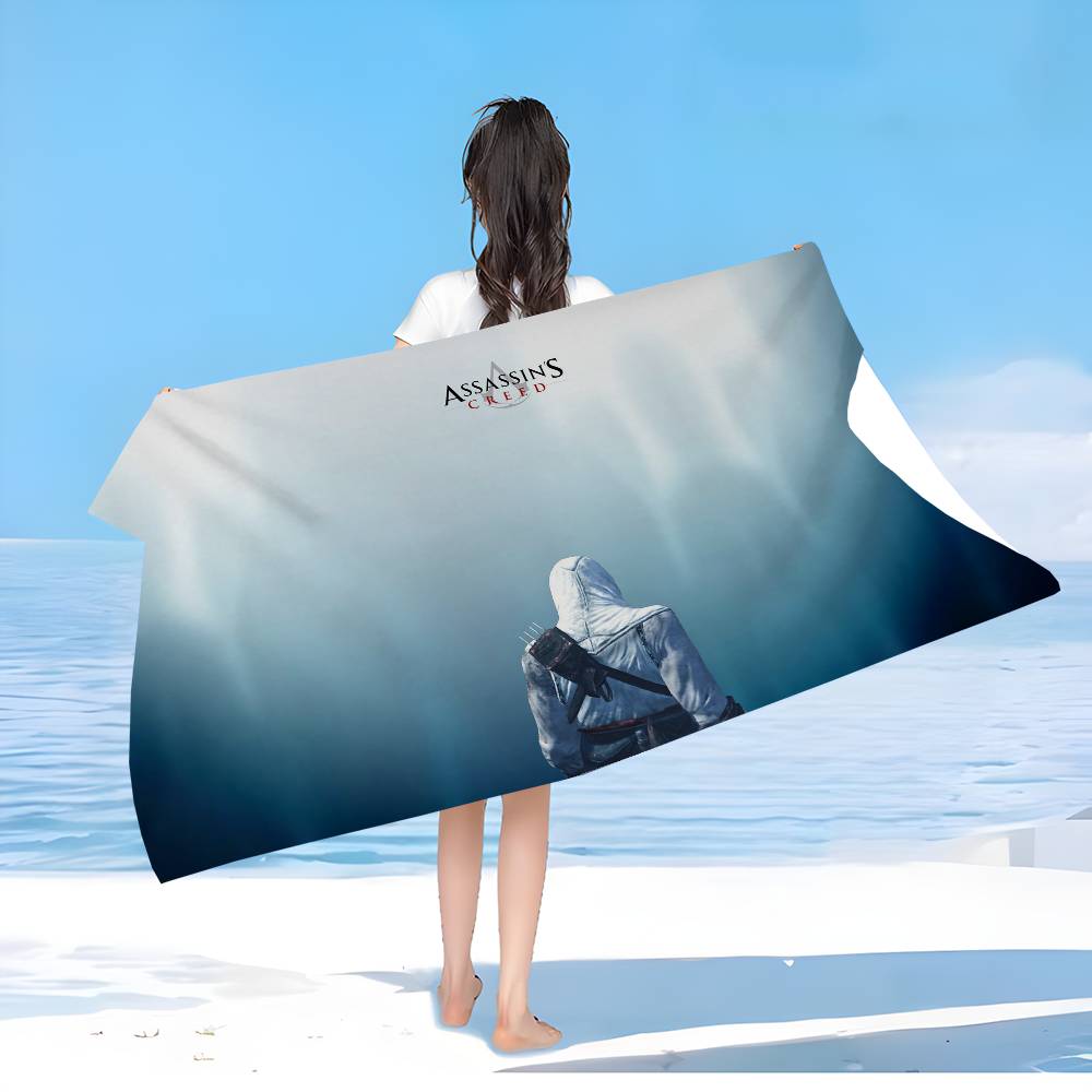 A-Assassin C-Creed Gaming Anime Strand Schwimmtuch Weiches Saugfähiges Waschlappen Kindergeschenke für Kinder Reise Camping Fitnessstudio
