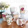 350ML Bone China Ceramic Coffee Mug Cafe Floral Painting Cup Creative Ceramic Milk Tea Cup Vintage Tea Ceremony Drinkware