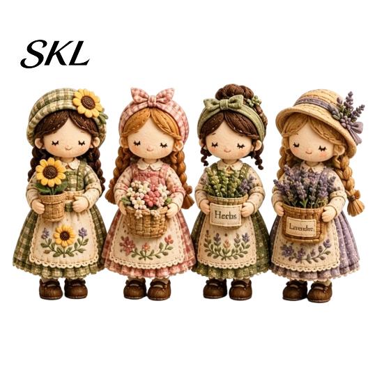 Mindful Craft Kit Patchwork Girl DIY Kit, 3D Doll Sewing Set with Pre-Cut Instructions Fabric Thread Needles, Cute for Home Decor Handmade Gift Stress