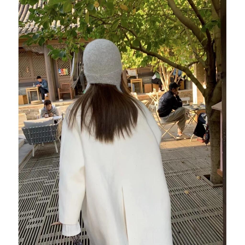 Handmade Crochet Wool Hat for Women Korean Style Ear Protection Scarf Integrated Retro Knitted Head Hat Winter Warm Flying Hat