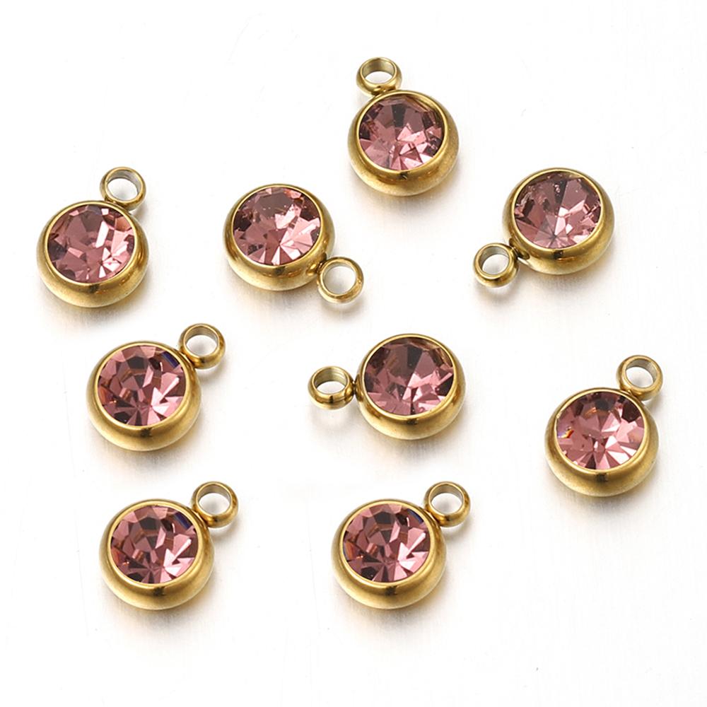 20pcs Stainless Steel Rhinestone Beads Transparent Clear Crystal Charms Pendants for Jewelry Making DIY Necklace Bracelet Charms