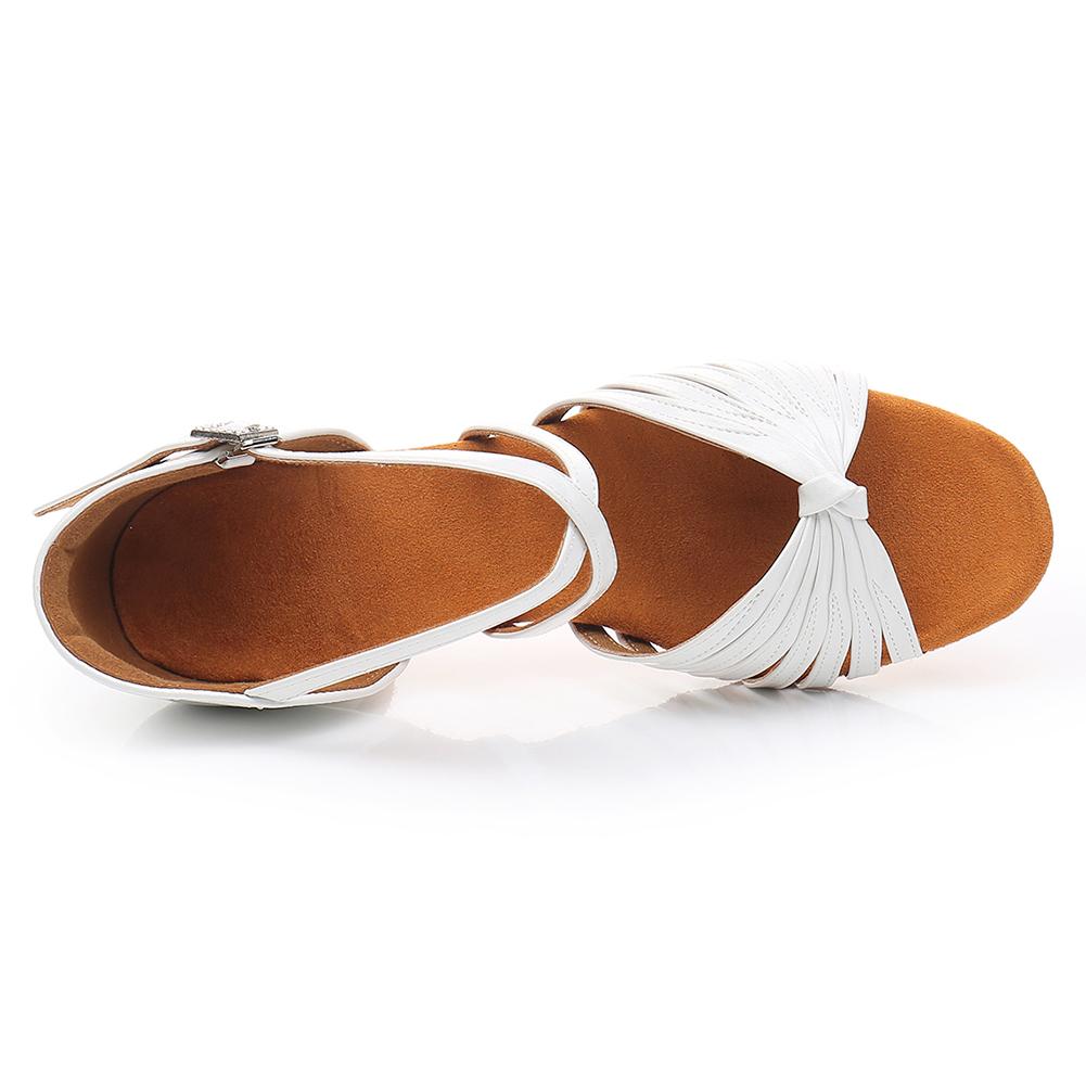Women Girls Child Leather Latin Dance Shoes Low-heeled Salsa Ballroom Tango Shoes Soft Sole 3.5CM Heel