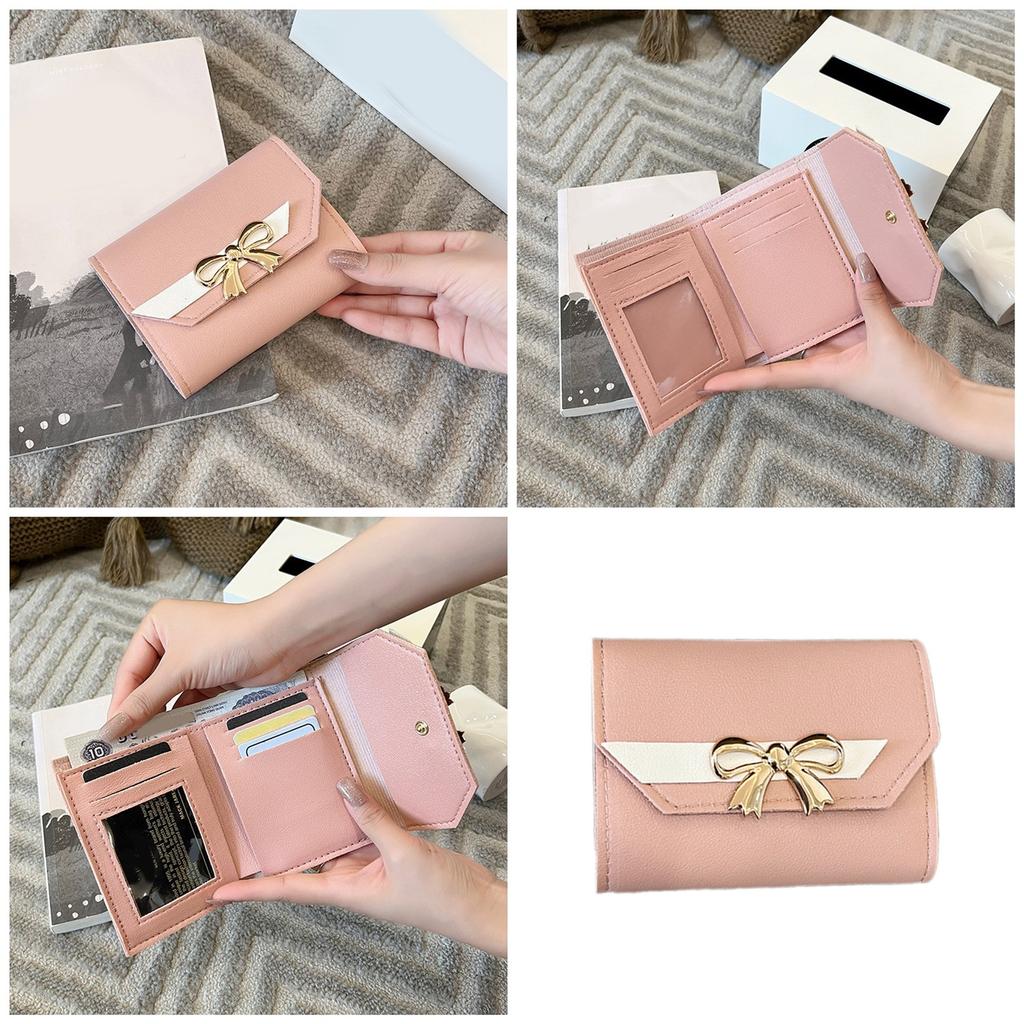 Mehrschlitz-Geldbörse für Damen Mädchen Ausweishülle Clutch Bag Dreifach Kreditkartenhalter Münzfach Kleingeldbörse Tragbar