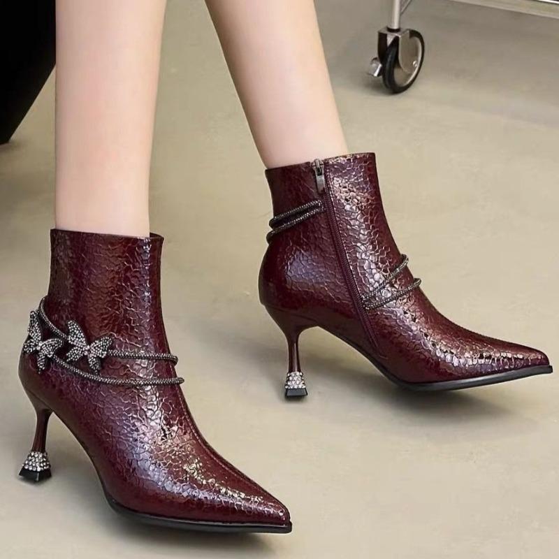 Elegant Pointed Toe Women Ankle Boots Fashion High Heels Shoes New Trend Winter Designer Pumps Woman Short Chelsea Botas 35 5990₽
