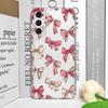 Korean Cute Cherry Bow Silicon Phone Case for Samsung Galaxy S22 S23 S24 S25 Plus Ultra S21 FE Clear Soft Shockproof Back Covers