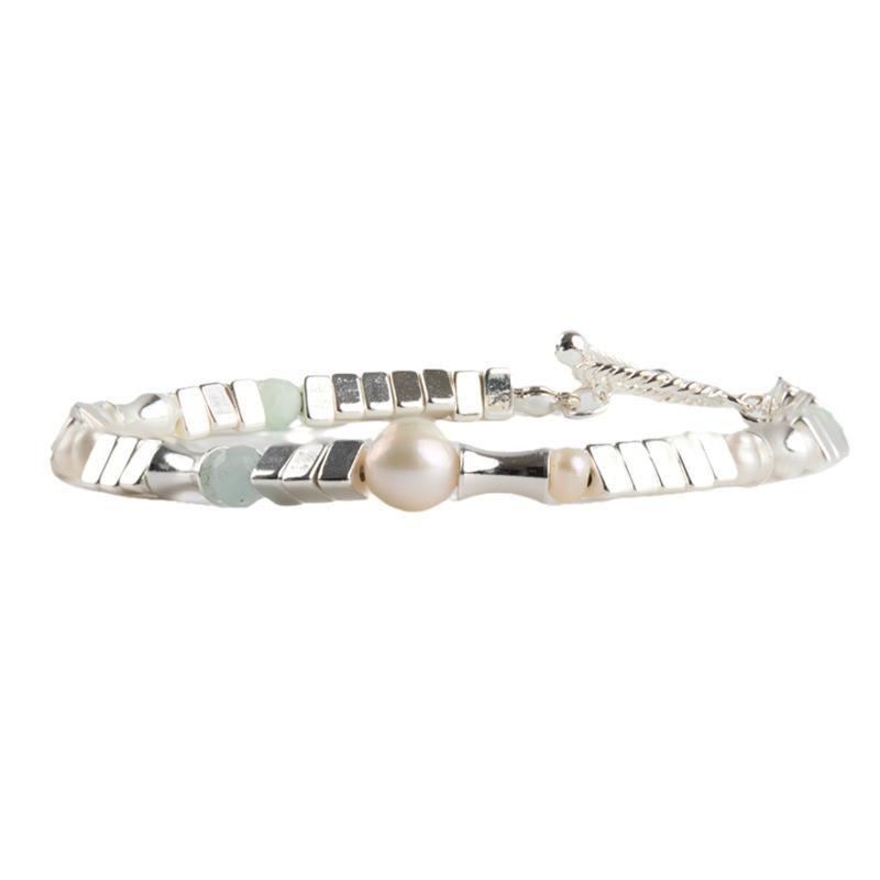 

Круглый браслет из пресноводного жемчуга с покрытием, треугольный браслет из ниши, женские легкие роскошные аксессуары для переноса