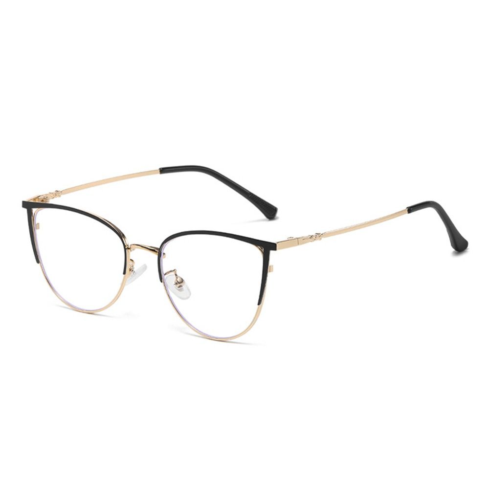 Designer Damer Metall Brilleinnfatninger Anti Blått Lys Briller Kvinner Retro Katteøye 0 Dioptri Optiske Brilleinnfatninger Vintage Kvinne