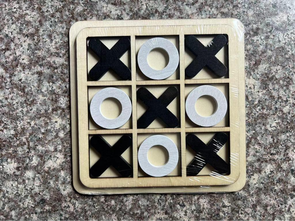 Wooden XO Tic-Tac-Toe: Kids' Educational Logic Training Game for Two Players