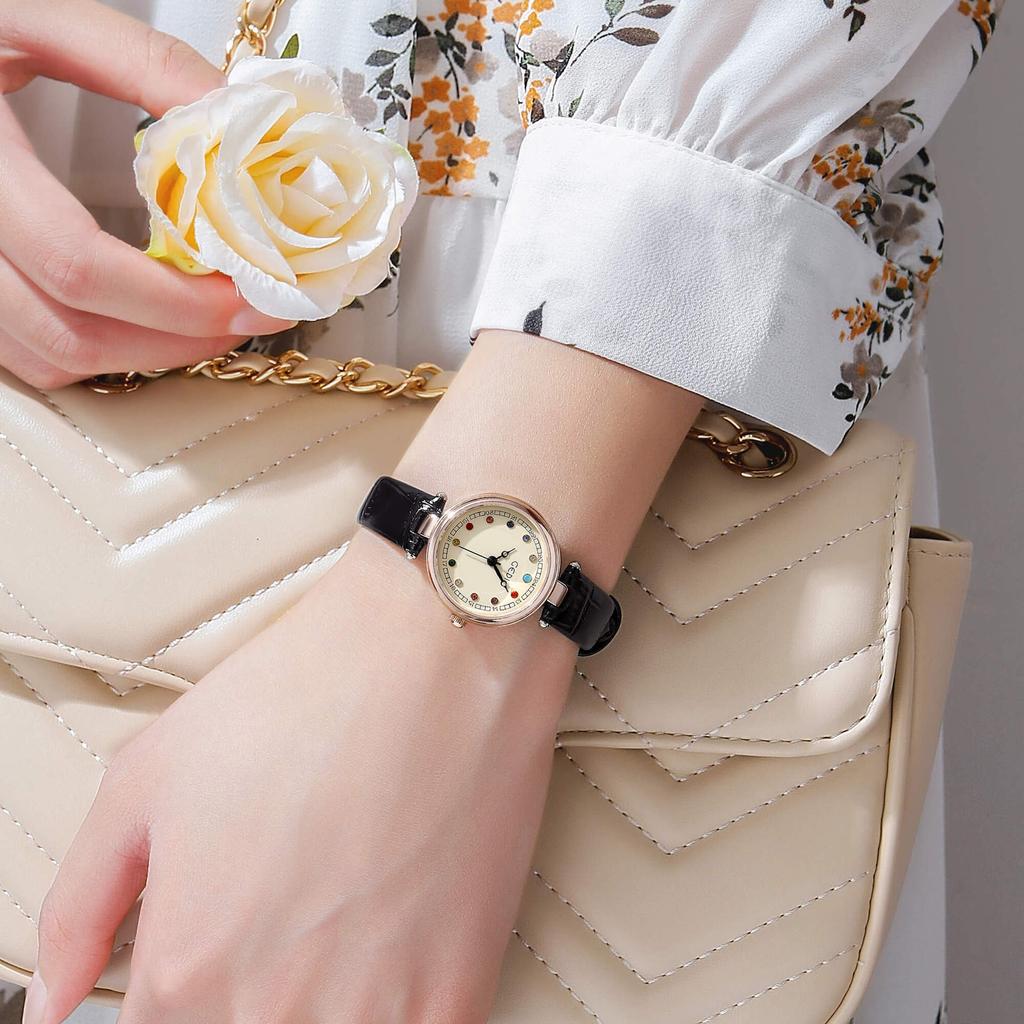 Fashion Colorful Rhinestone Student Watch Niche High-End Belt Watch Women'S Quartz Watch