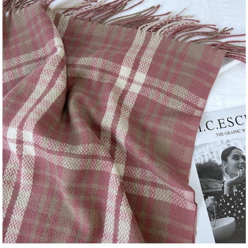 Warm Plaid Cashmere Shawl Poncho Winter Scarf Luxury Print Blanket Pashmina Wraps Bufanda with Tassel Casual