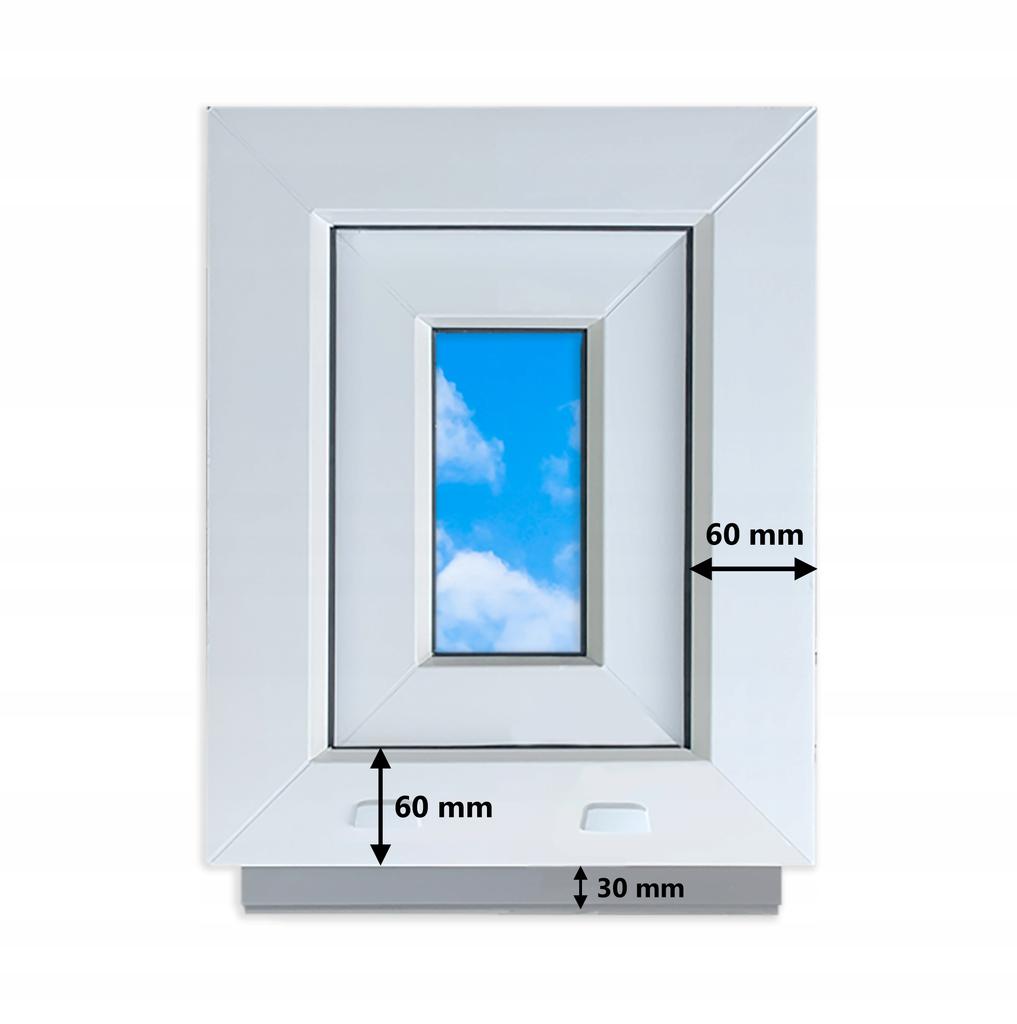 Okno PCV Białe 40x50 Prawe 400x500 mm Uchylno-Rozwierane Dwuszybowe