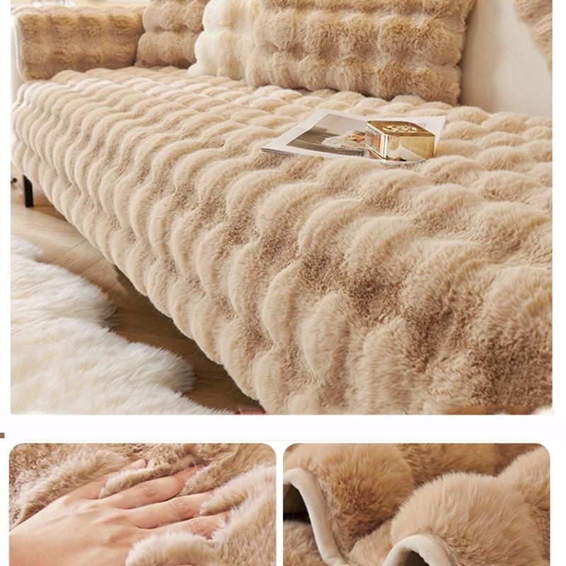 2024 New Cream Tuscan Rabbit Thickened Plush Pillow Throw Sofa Bedroom Tatami Backrest Cushion Non-slip Seat Mat