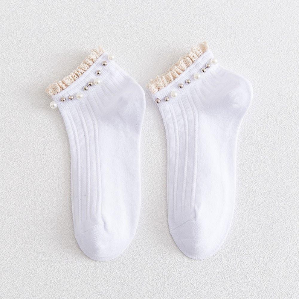 1Pair Breathable Lace Ruffle Socks Elastic White Frilly Socks Women Ankle Socks  Women Girls