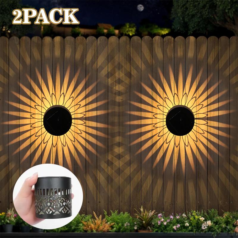 Solar Zaunleuchten Metall Solarbetrieben Außen Wand Deck Stufenleuchten Mandala Thema Wasserdichte Zaunleuchte für Garten Hinterhof