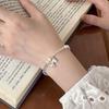 S925 Sterling Silver Freshwater Pearl Bracelet with Aquamarine Bow - Elegant Women's Jewelry