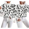 Women S Fashion Round Neck Long Sleeve Pullover Sweater Leopard Print