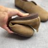 Johnature Genuine Leather Solid Color Women Flats Shoes Concise Retro Handmade Round Toe Shallow Slip-on Shoes