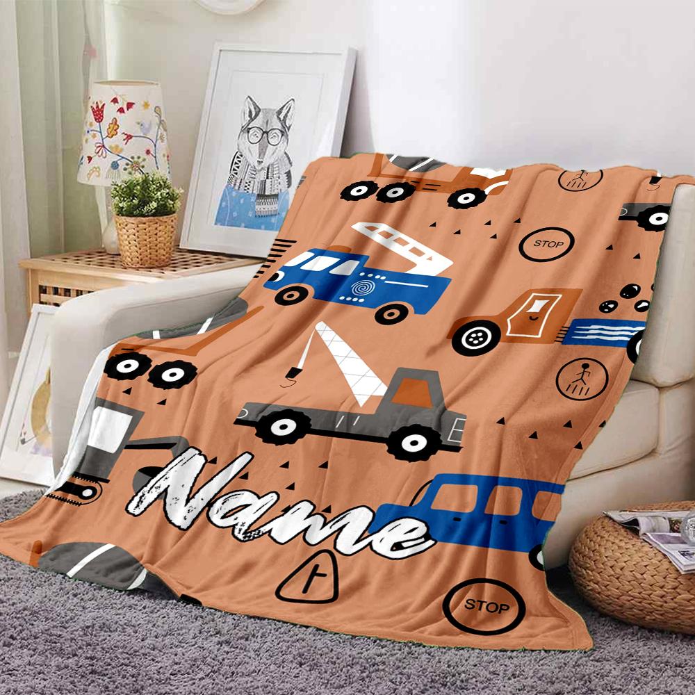 Custom Name excavator Theme Printed Blanket - Perfect for Couch, Bed, Travel & Outdoor Use | Machine Washable, Cozy & Durable.