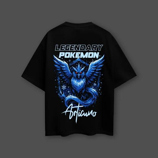 Pokémon Anime Potisk Articuno Nadměrné Černé Tričko Pánské a Dámské Prodyšné Vysoká Kvalita Y2K Krátký Rukáv Letní Tričko