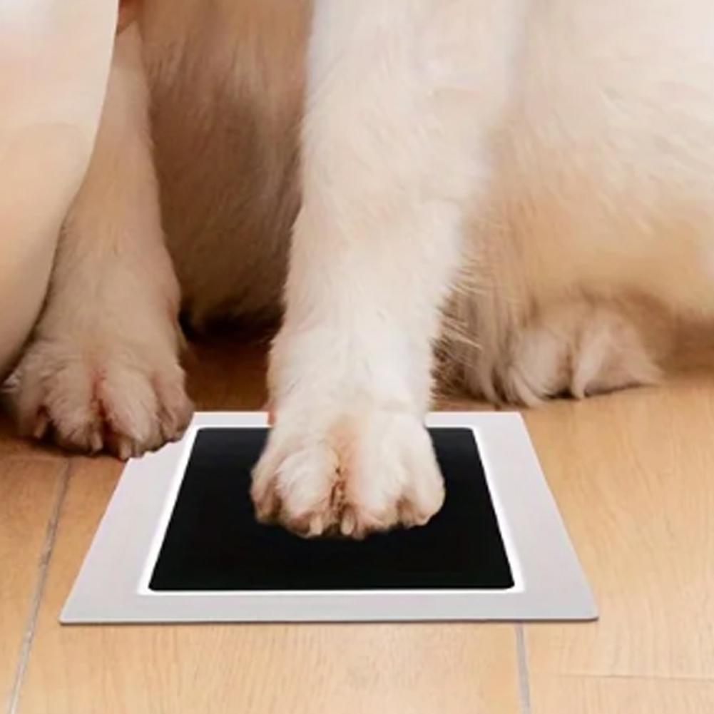 Pet Cat Dog Paw Print & Baby Footprint Wooden Photo Frame Non-Wash Ink Pad Commemorative Keepsake for Baby's First Year