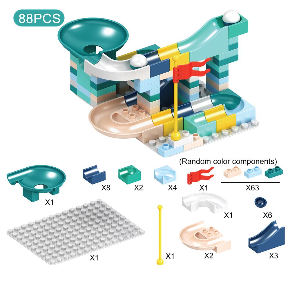 88-100PCS Funnel Slide Building Blocks Marble Race Run Maze Ball Tracking Block DIY Plastic Big Bricks Children Toys Kids Gift