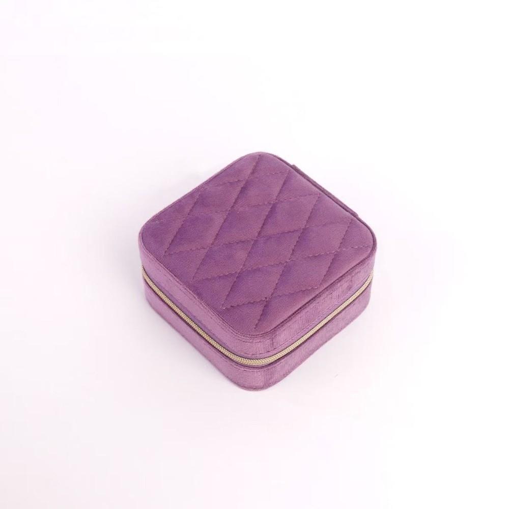 Portable Velvet Jewelry Box Zipper Closure Velvet Jewelry Organizer Travel Jewelry Box Ring Earrings Necklace Organizer