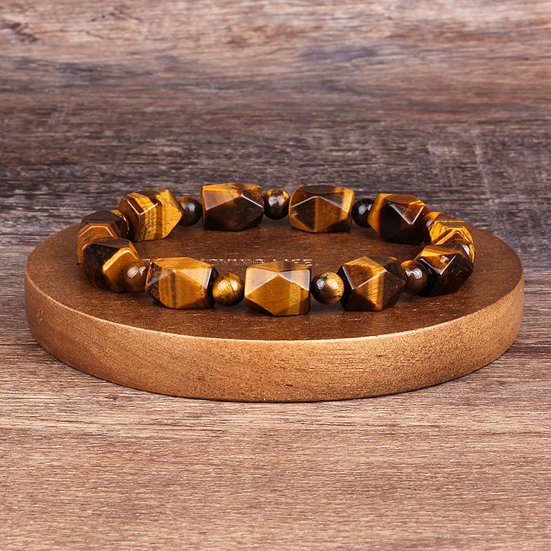 Natürlicher facettierter Tigeraugenstein Reiki-Armbänder Herren Mode Energie Hämatit-Perlen Armbänder für Frauen Seelen Schmuck Geschenk Pulsera