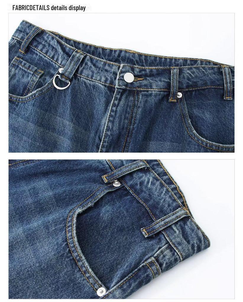 Men's Slim Retro Yellow Mud-Dyed Straight Jeans for Autumn