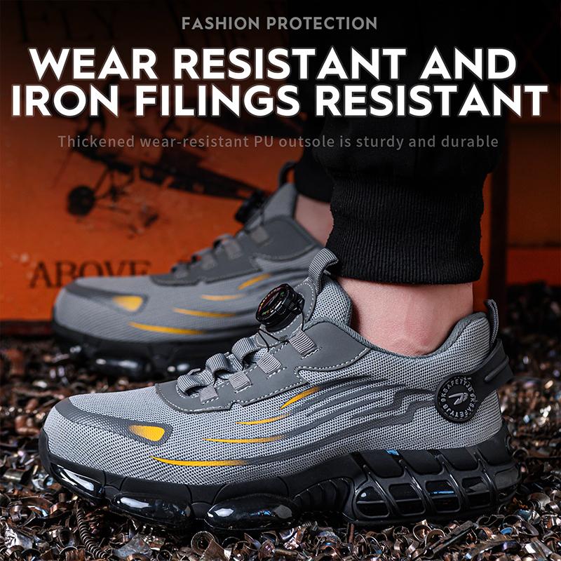 Fashion Rotating Button Safety Shoes Men Steel Toe Sneakers Anti-smash Anti-puncture Work Shoes Lightweight Non-slip Protective Sneakers