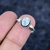 Rainbow Moonstone Gemstone 925 Sterling Silver Jewelry Ring Size 6.5 MM-3446