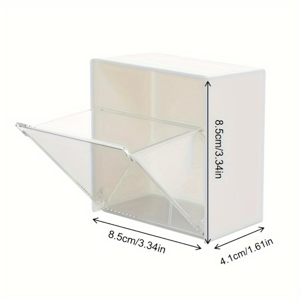 Wall-Mounted Adhesive Plastic Storage Box with Fan, Bathroom Shelf for Cotton Swabs, Makeup Pads and Oral Care Products