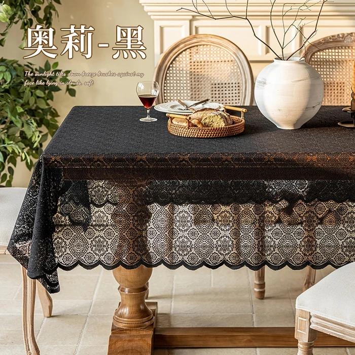 

2025 Hot Sale lace tablecloth white retro round table square tablecloth coffee table household French cover 140x140cm 1pcs