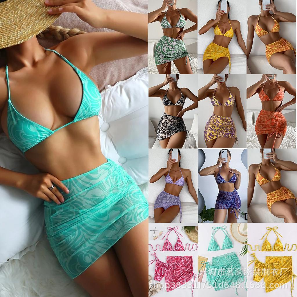 New multi-color print sexy striped fashion swimsuit bikini Bikini three-piece women's swimsuit