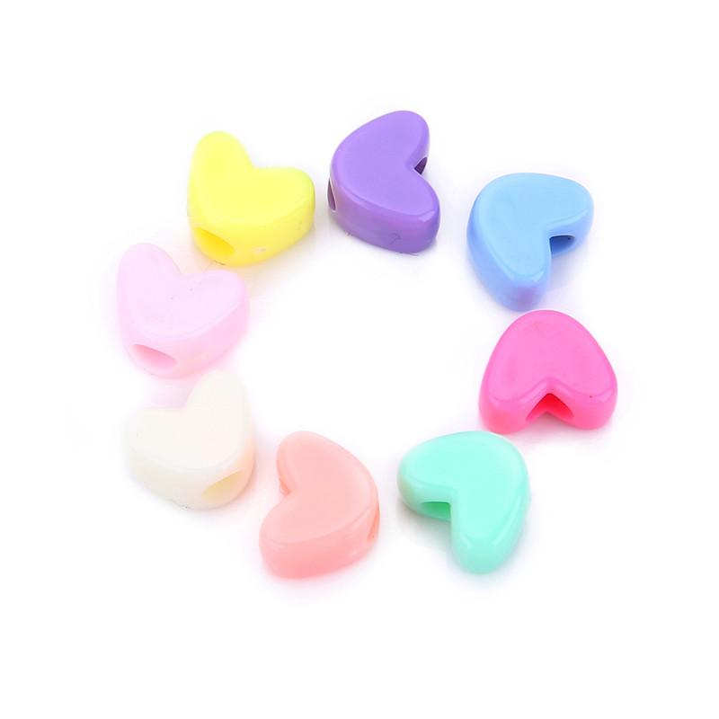 100pcs/lot Mixed Colors Love Heart Shape Acrylic Spacer Beads 12x9mm Plastic Pastel Resin Charm Bead for DIY Jewelry Make