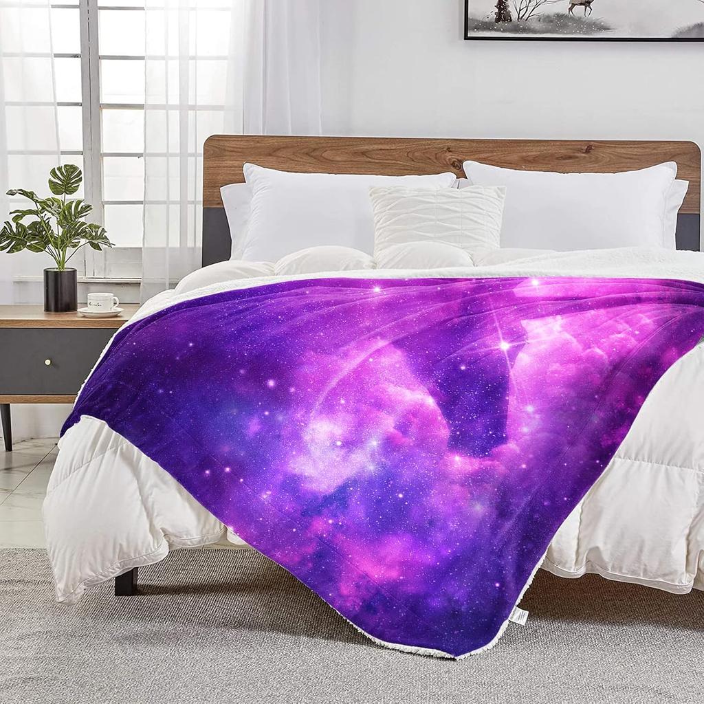 Galaxy Unicorn Blanket Soft Fleece Throw Fantasy Design Kids Room Decor Dreamy Home Decoration