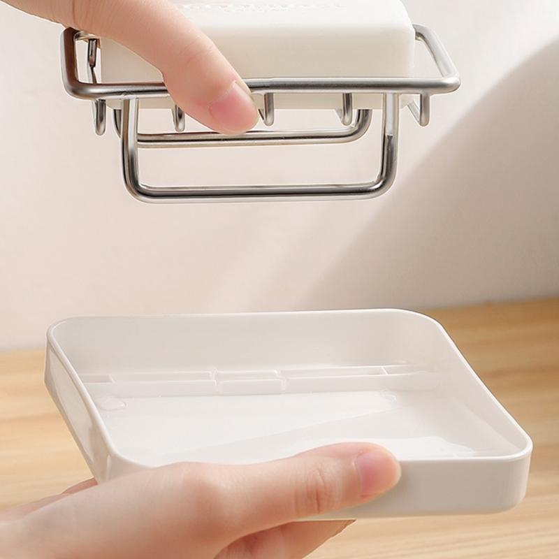 Rustproof Soap Dish Organizer Travel Holder Drain Rack For Bathroom Countertop Kitchen Sink Durable Stainless